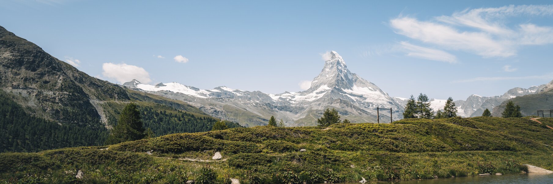 Leisee | © Zermatt Bergbahnen Ufer des Leisee mit Matterhorn Blick | © Zermatt Bergbahnen