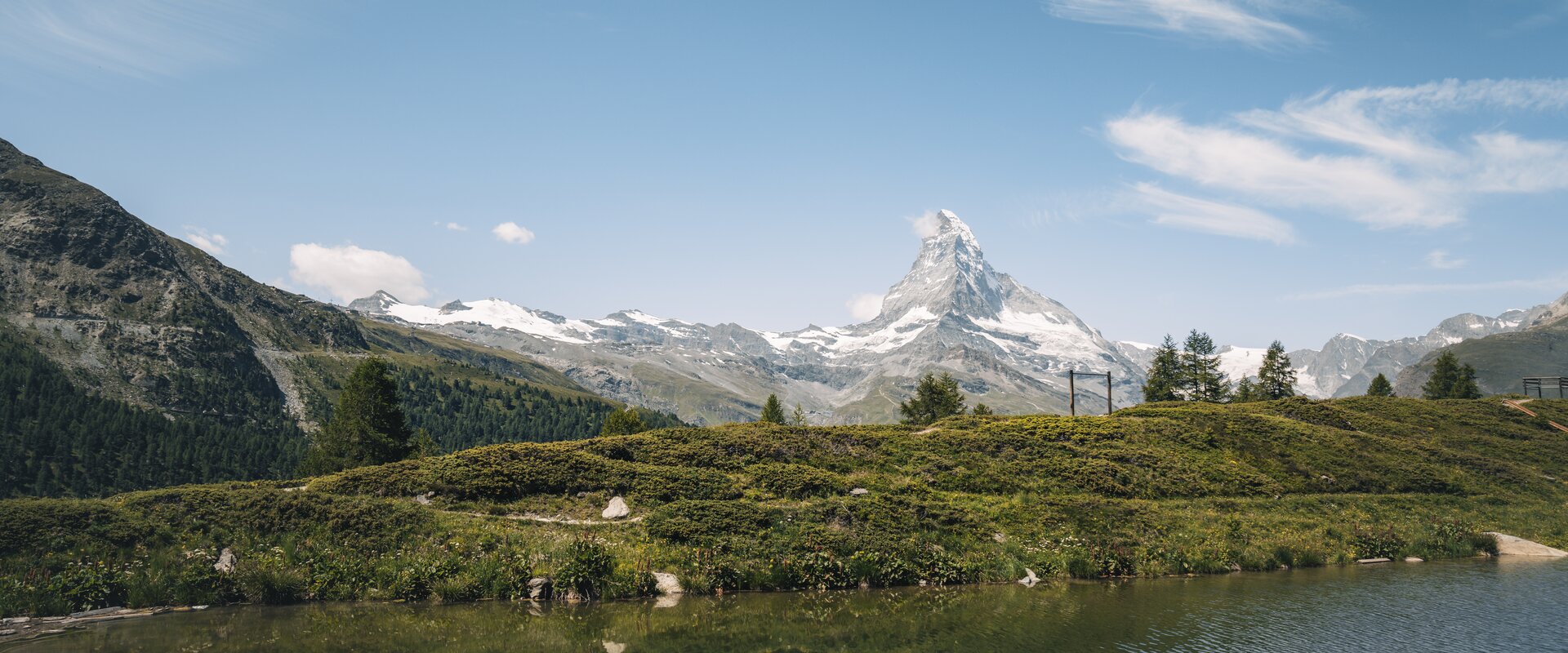 Leisee | © Zermatt Bergbahnen Ufer des Leisee mit Matterhorn Blick | © Zermatt Bergbahnen