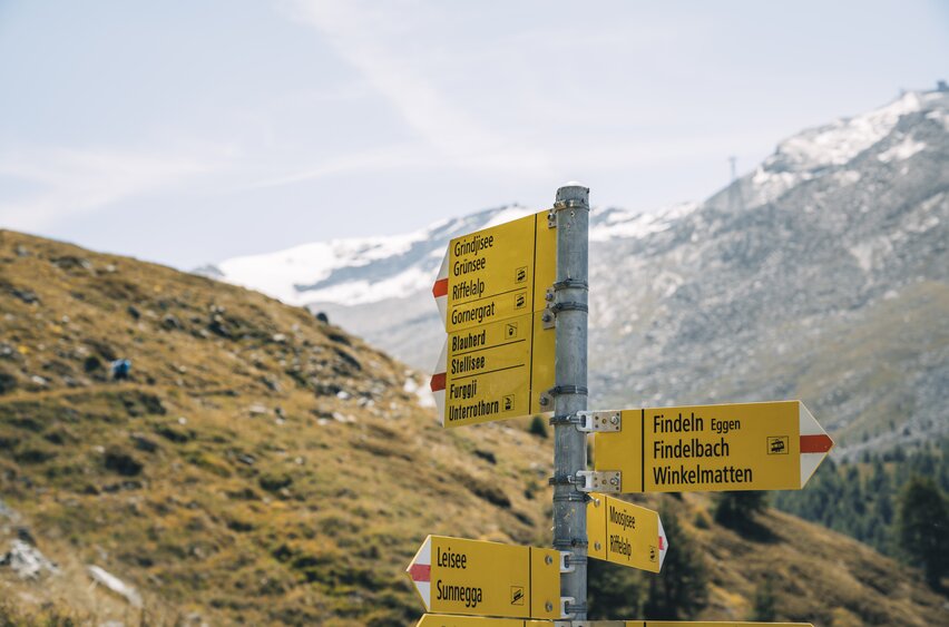 Wegweiser im Rothorn Paradise | © Gabriel Perren